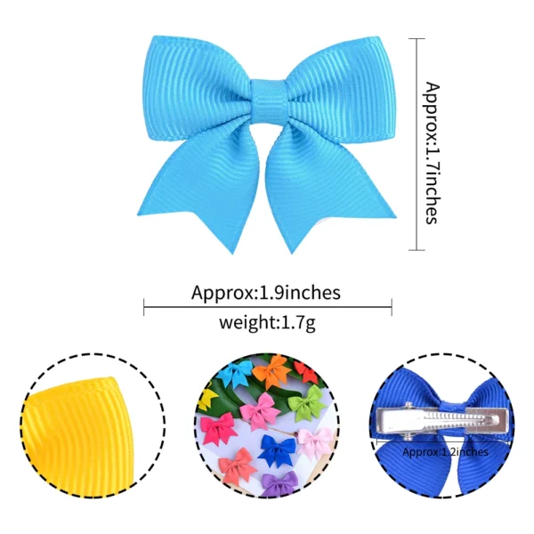 10Pcs/Set 1.9'' Solid Color Ribbon Kids Bows Hair Clips for Baby Girls Handmade Bowknot Hairpin MiNi Barrettes Hair Accessories - Image 17