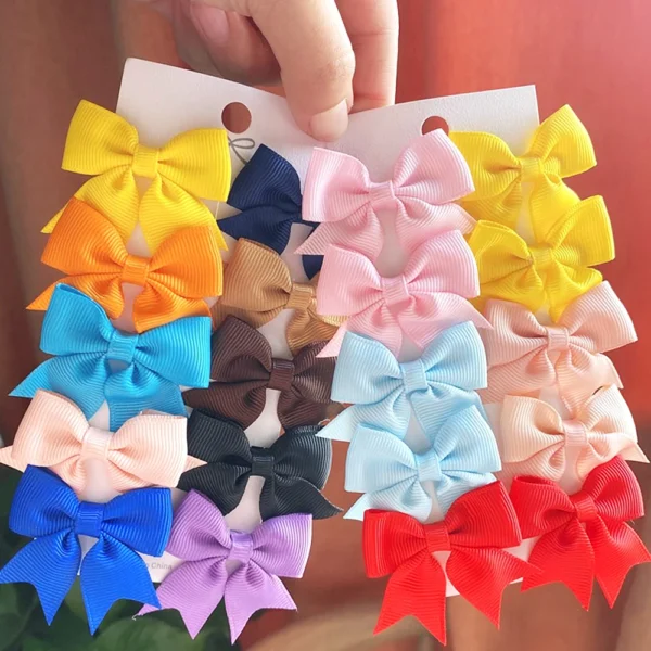 10Pcs/Set 1.9'' Solid Color Ribbon Kids Bows Hair Clips for Baby Girls Handmade Bowknot Hairpin MiNi Barrettes Hair Accessories - Image 22