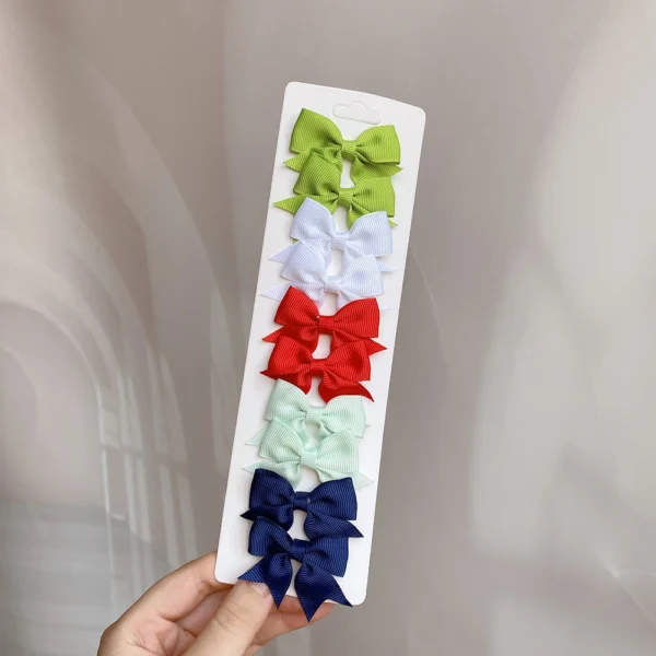 10Pcs/Set 1.9'' Solid Color Ribbon Kids Bows Hair Clips for Baby Girls Handmade Bowknot Hairpin MiNi Barrettes Hair Accessories - Image 4