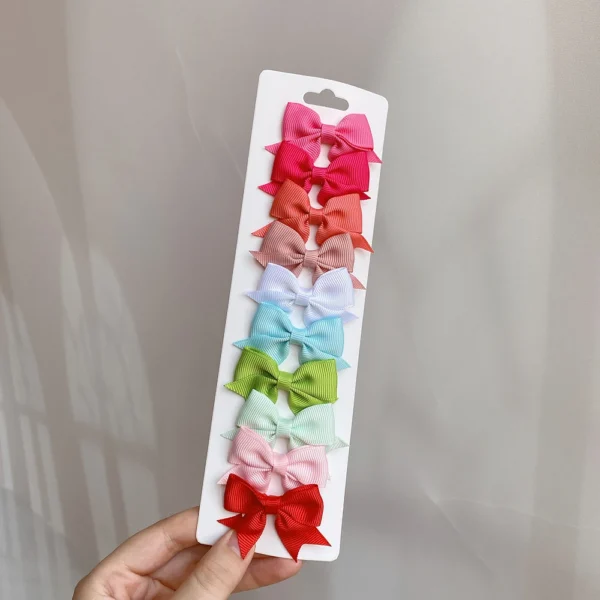 10Pcs/Set 1.9'' Solid Color Ribbon Kids Bows Hair Clips for Baby Girls Handmade Bowknot Hairpin MiNi Barrettes Hair Accessories - Image 3