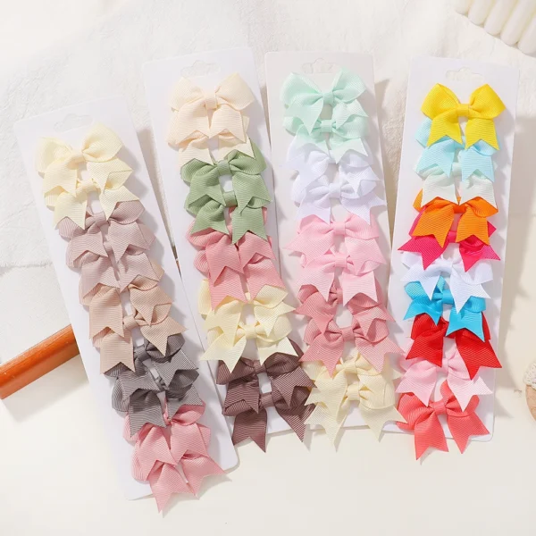 10Pcs/Set 1.9'' Solid Color Ribbon Kids Bows Hair Clips for Baby Girls Handmade Bowknot Hairpin MiNi Barrettes Hair Accessories - Image 7