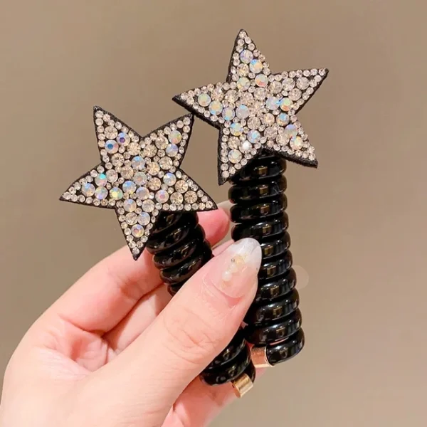 1/2Pcs Rhinestone Star Hair Ties Girls Ponytail Elastic Hair Bands Scrunchies Telephone Wire Ropes Bands Girls Hair Accessories - Image 14