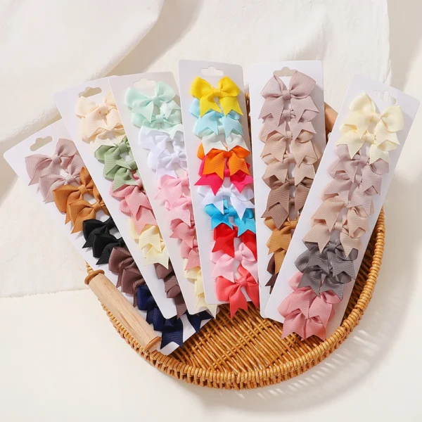 10Pcs/Set 1.9'' Solid Color Ribbon Kids Bows Hair Clips for Baby Girls Handmade Bowknot Hairpin MiNi Barrettes Hair Accessories - Image 31