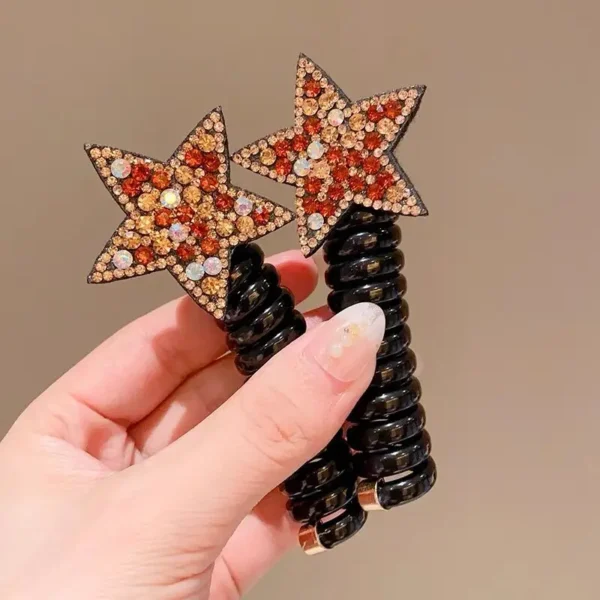 1/2Pcs Rhinestone Star Hair Ties Girls Ponytail Elastic Hair Bands Scrunchies Telephone Wire Ropes Bands Girls Hair Accessories - Image 12