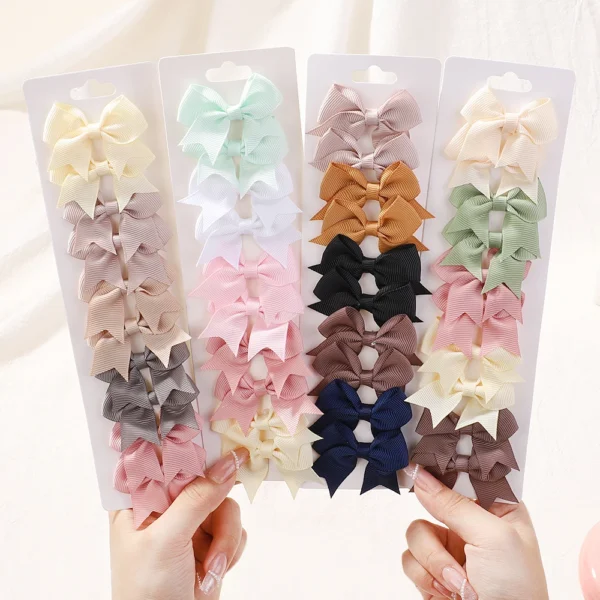 10Pcs/Set 1.9'' Solid Color Ribbon Kids Bows Hair Clips for Baby Girls Handmade Bowknot Hairpin MiNi Barrettes Hair Accessories - Image 24