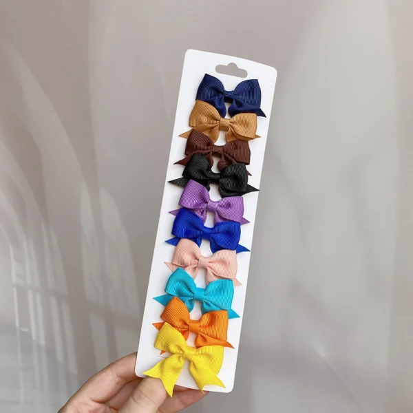 10Pcs/Set 1.9'' Solid Color Ribbon Kids Bows Hair Clips for Baby Girls Handmade Bowknot Hairpin MiNi Barrettes Hair Accessories - Image 16